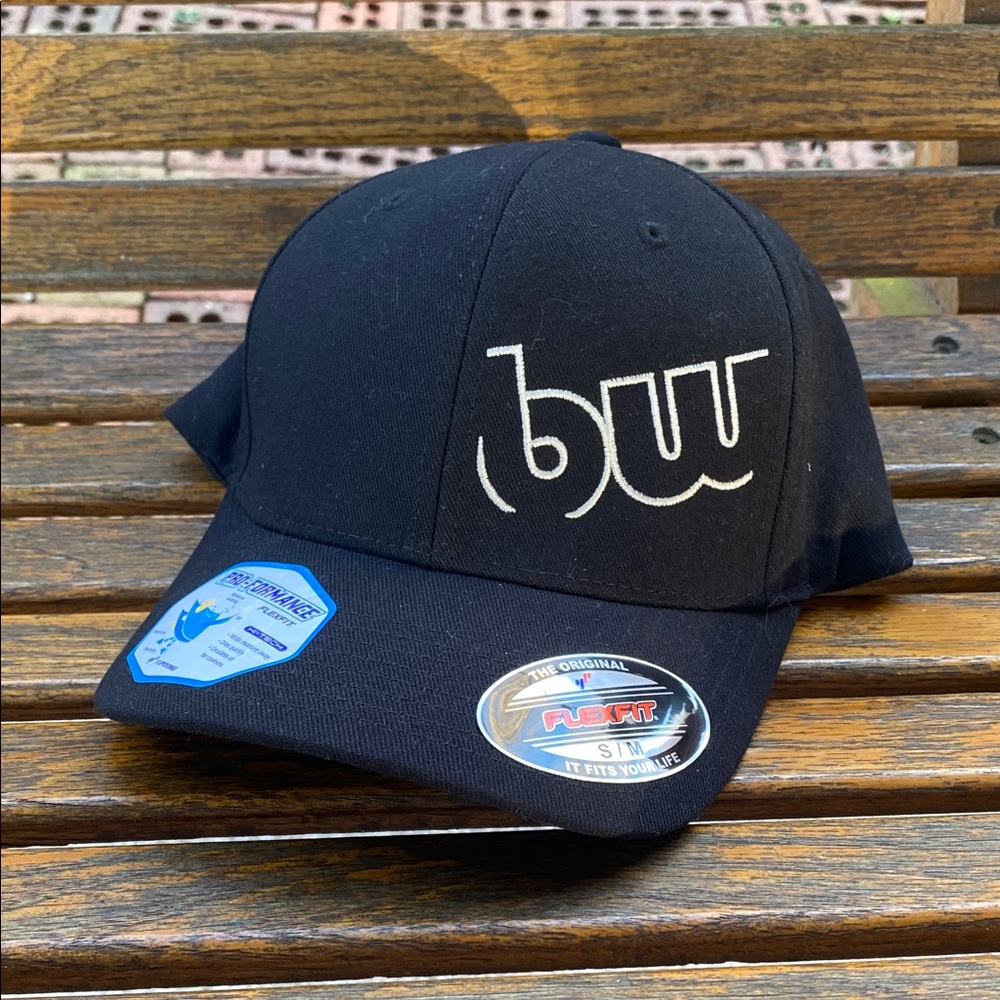 BimmerWorld bw Black Cap with White Logo flexfit yupoong fitted 6 full panel hat